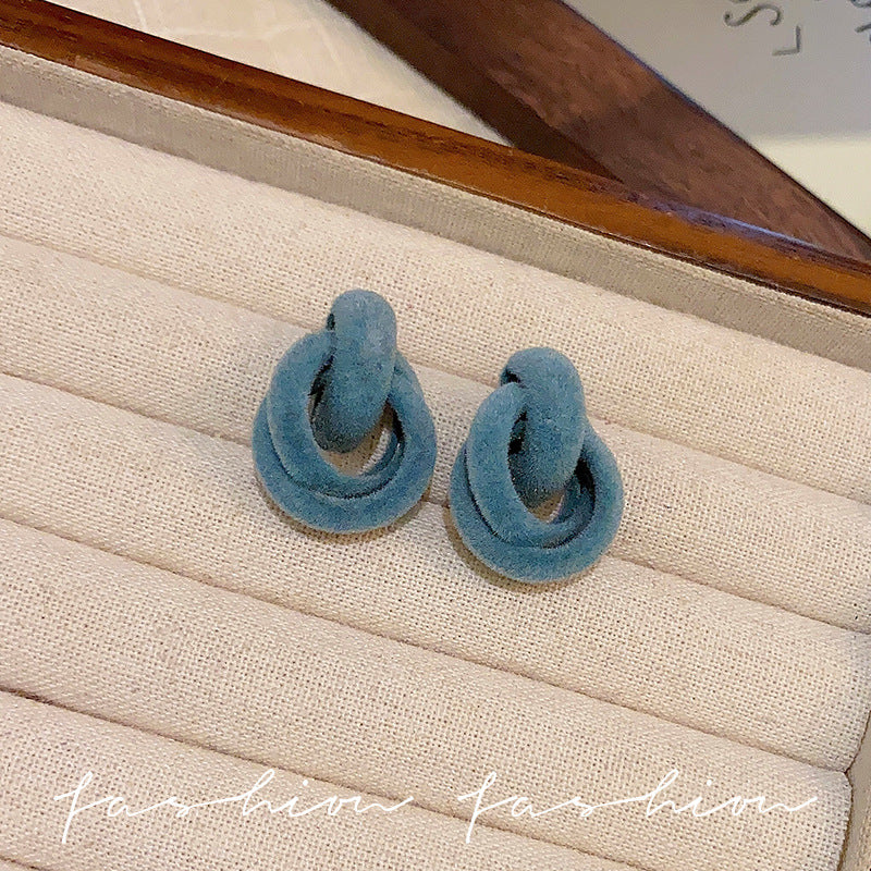 Wholesale 925 silver needle flocking plush earrings literary exaggerated earrings