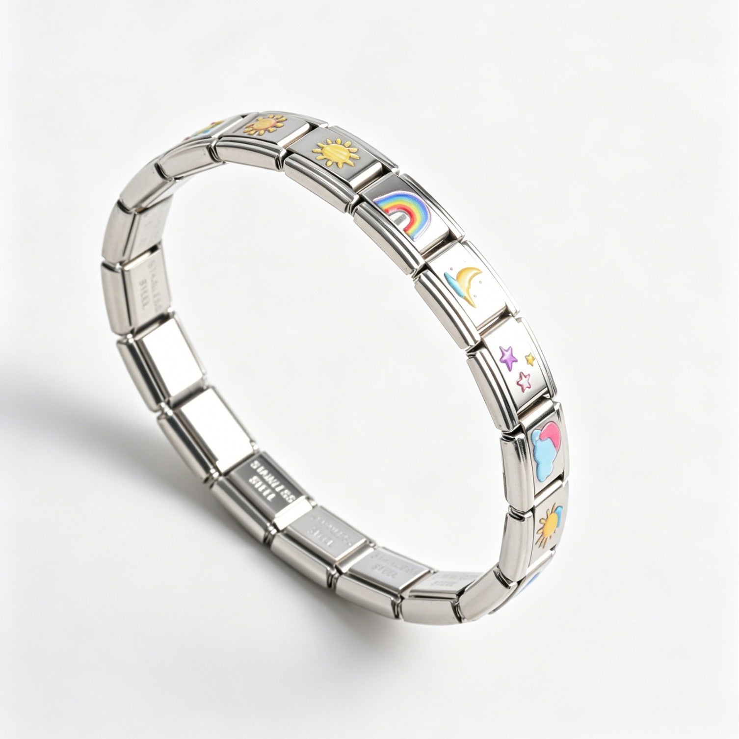 Wholesale Stainless Steel Italian Modular Colorful Bracelet DIY Watch Chain Fashion Accessory Gift for Unisex