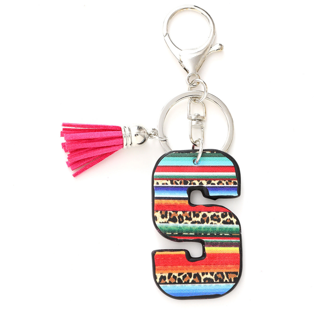 Wholesale Western Style Aztec Leopard Leather Letter Tassel Keychain ACC-KC-YTian009