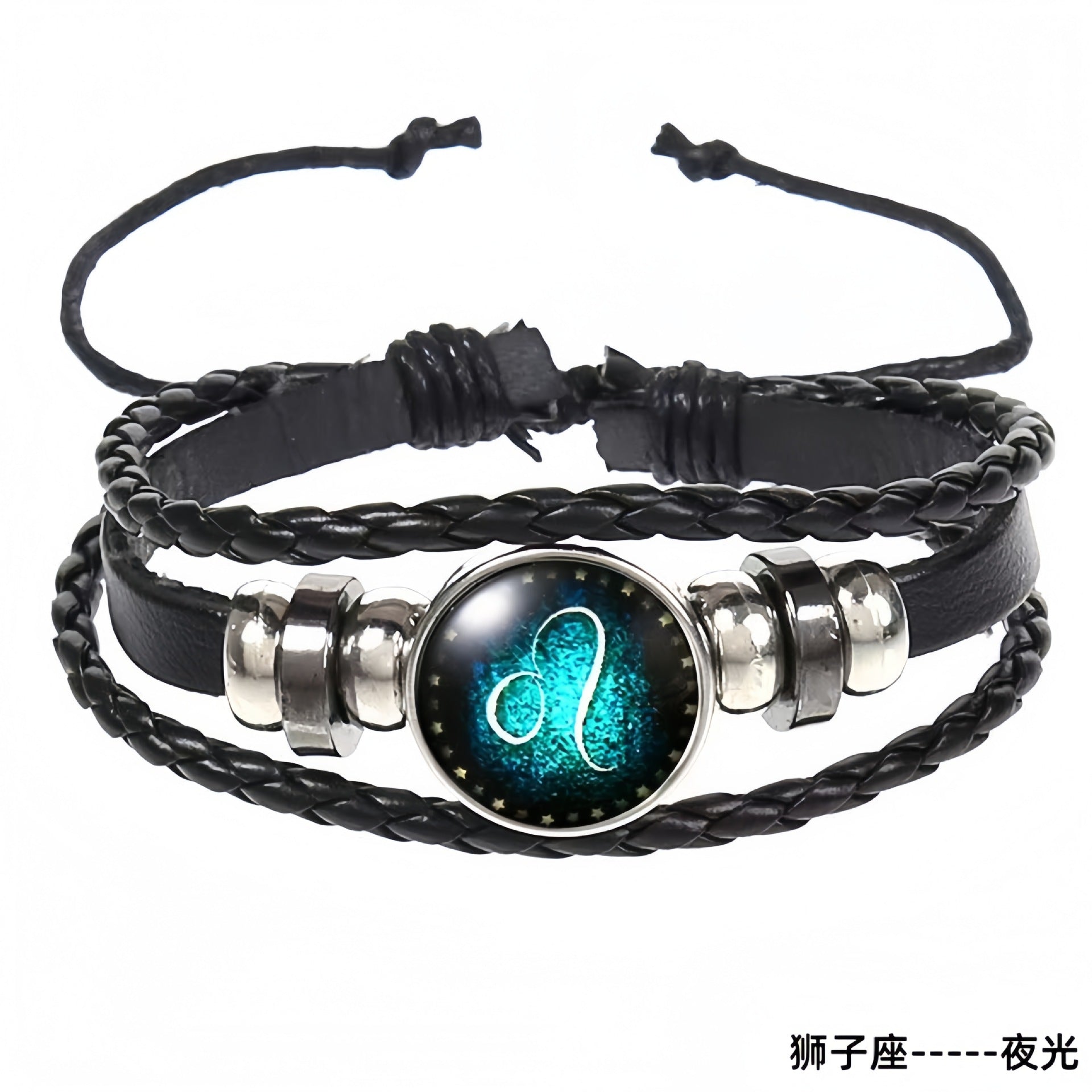 Wholesale Artificial Leather Contion Bracelet,  Unisex Glow in Dark Zodiac Jewelry,  Travel Souvenir Gift for Resale