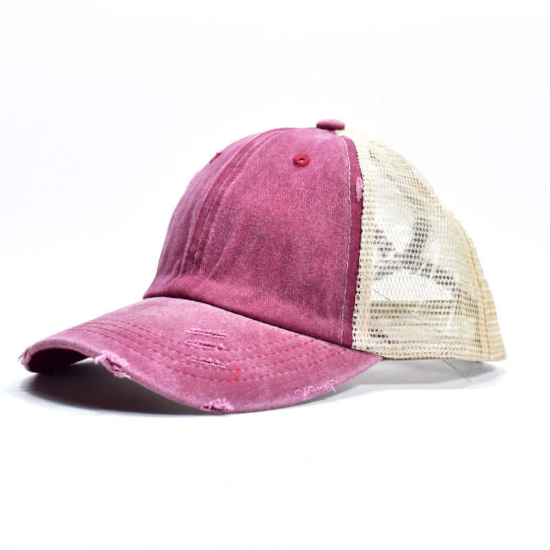 Wholesale Mesh Hat Cotton Ripped Ponytail Baseball Cap ACC-HT-XinMao001