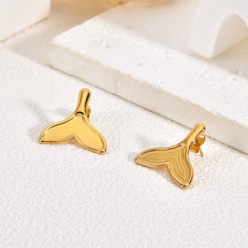 Wholesale 2PCS Stainless Steel Butterfly Fishtail Wing Earrings