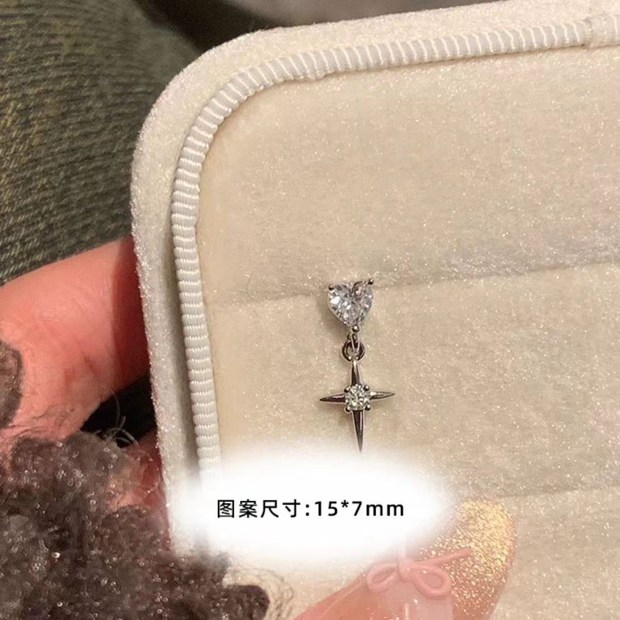 Wholesale Flash Zirconium Cross Pendant Ear Bone Nail Titanium Steel Niche All-match Awn Star Earrings