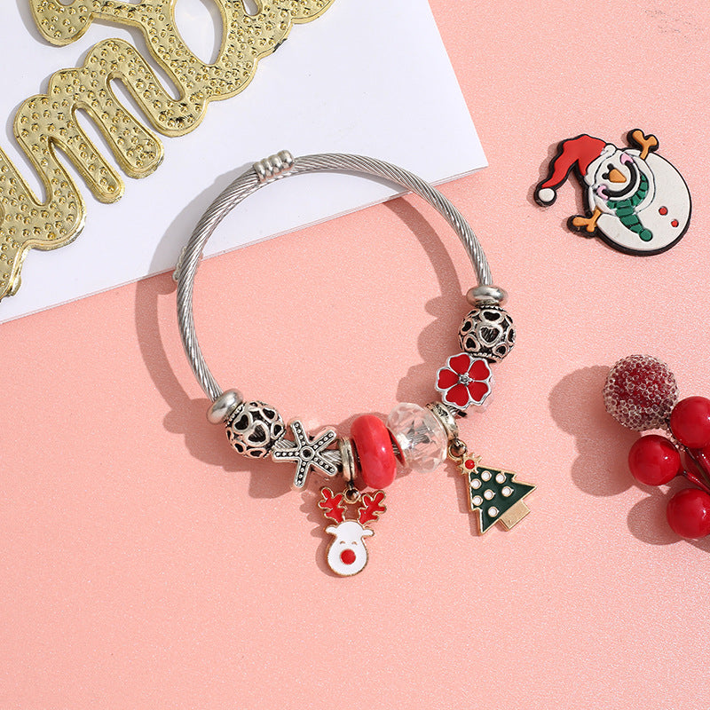 Wholesale Stainless Steel Christmas DIY Beaded Crystal Bracelet  ACC-BT-QingLian006