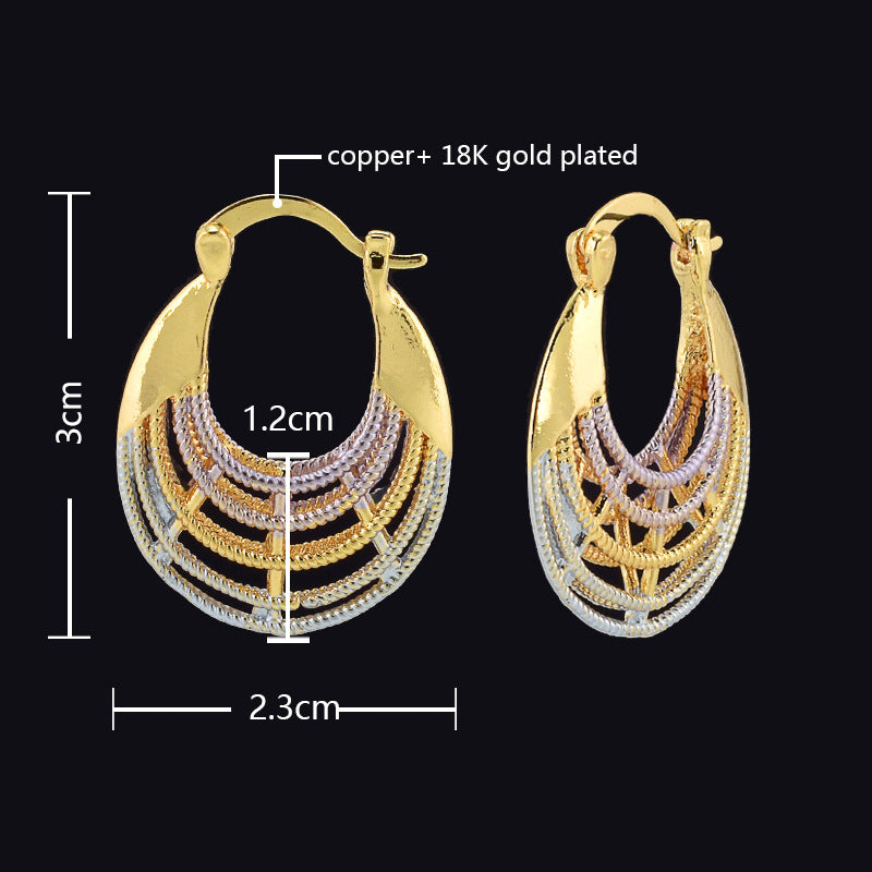 Wholesale Vintage Colorful Mesh Round Ear Hoops ACC-ES-MoCai006