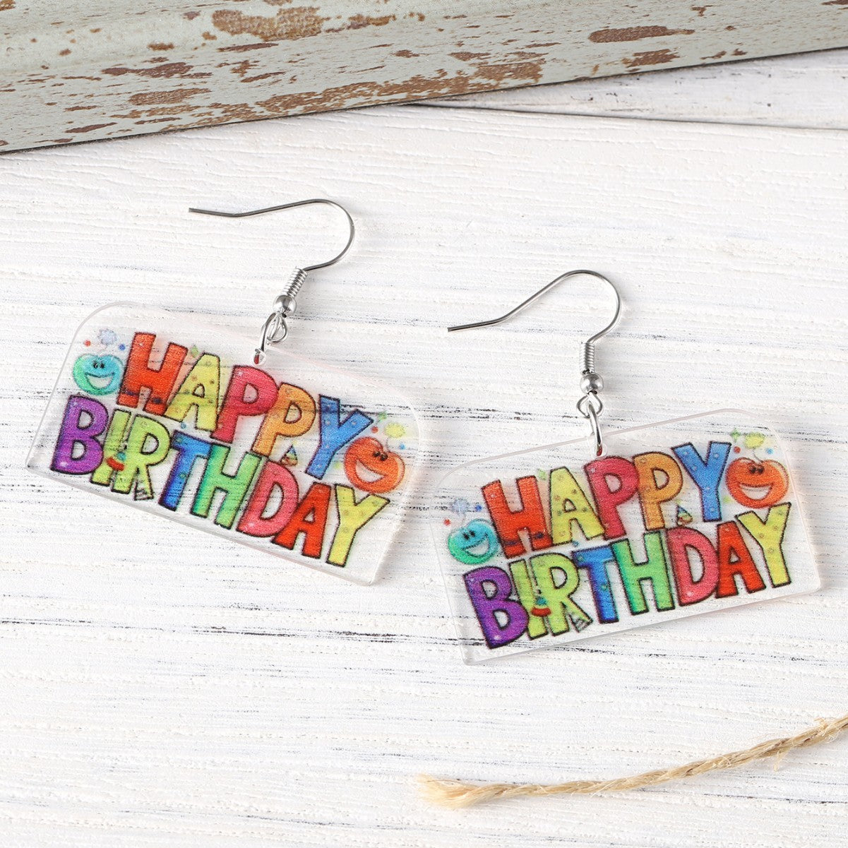 Wholesale Birthday party earrings cute Happy Birthday acrylic pendant earrings