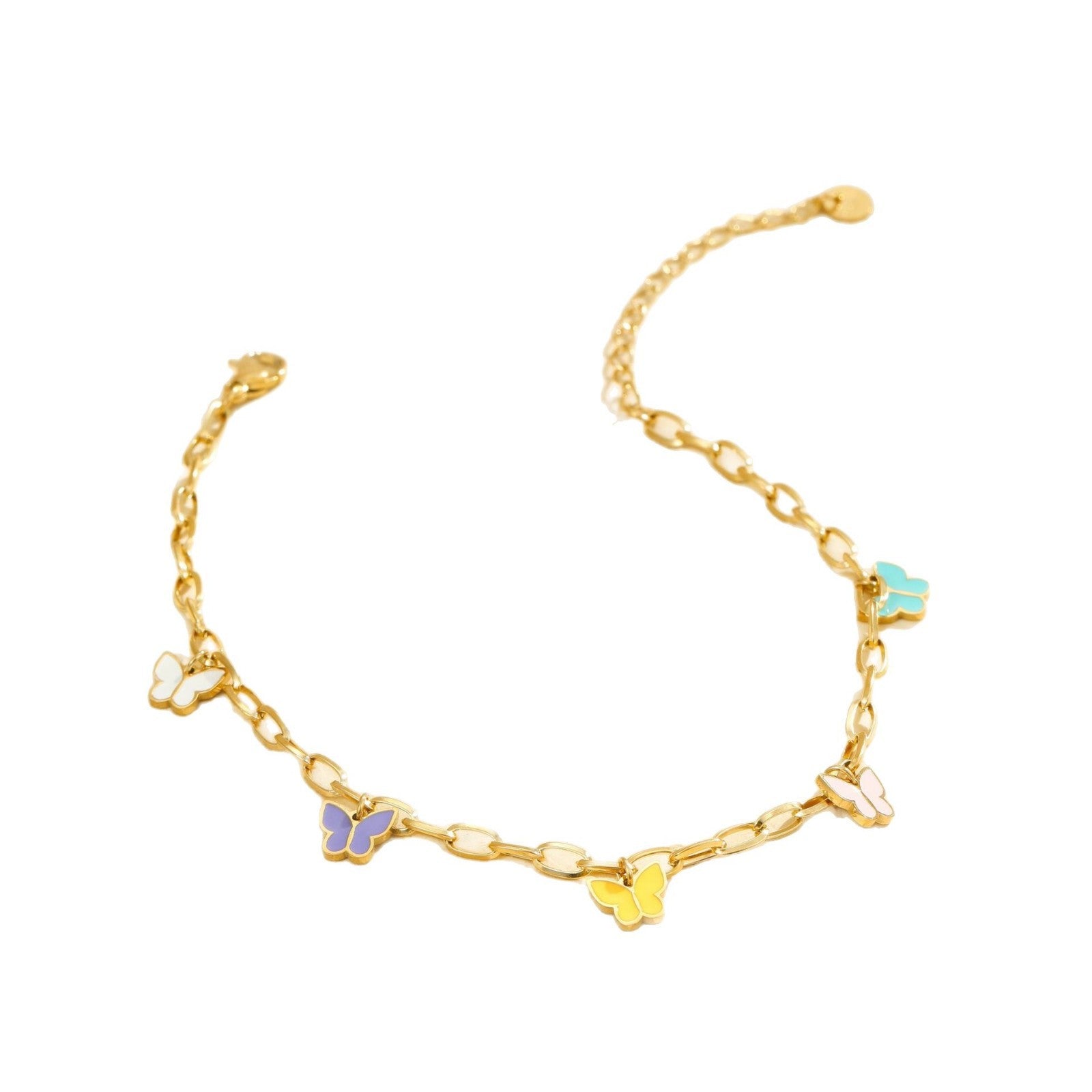 Wholesale Stainless steel color butterfly beach anklet
