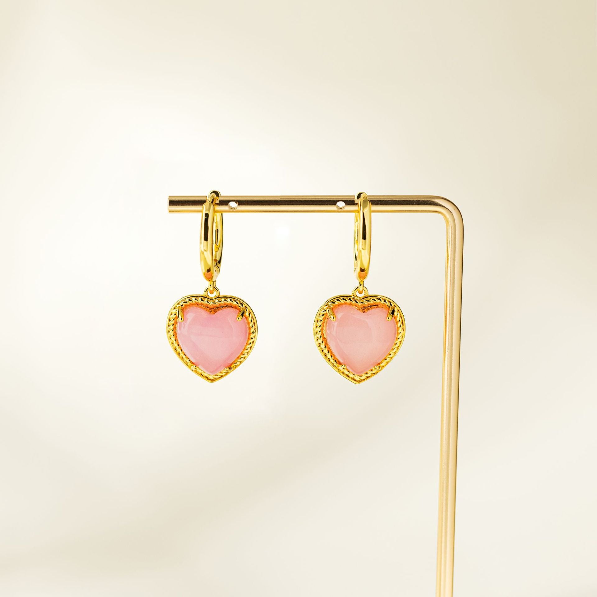 Wholesale copper plated gold inlaid zircon love earrings