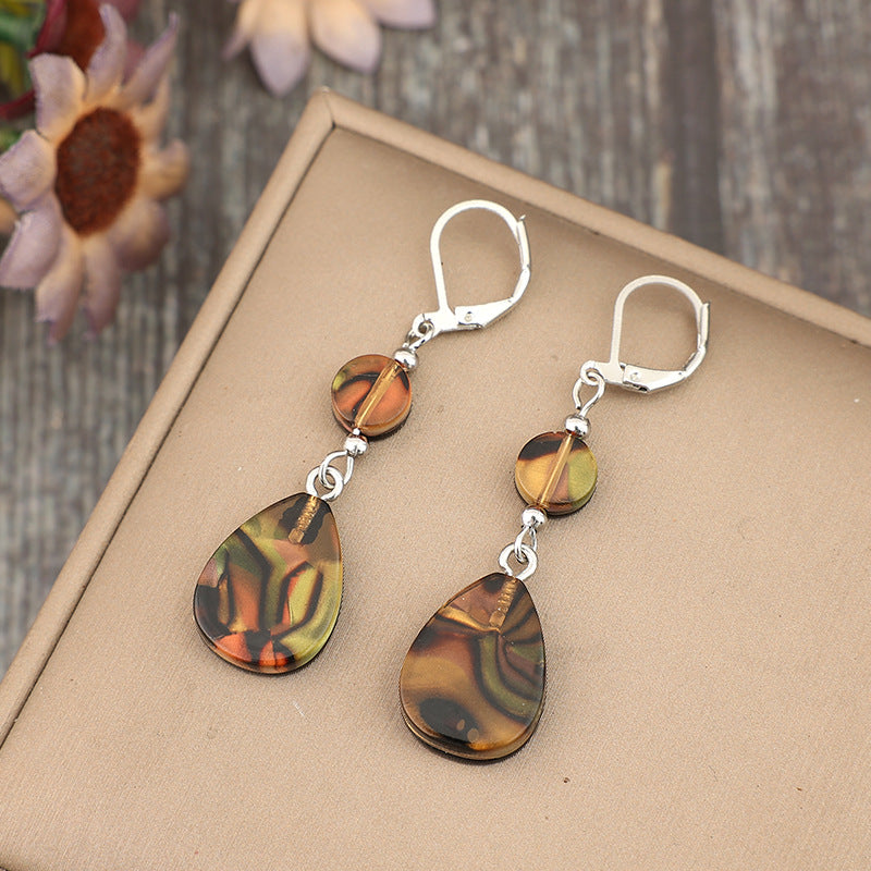 Wholesale  Retro Drop-Shaped Spliced Disc Acrylic Simple Earrings