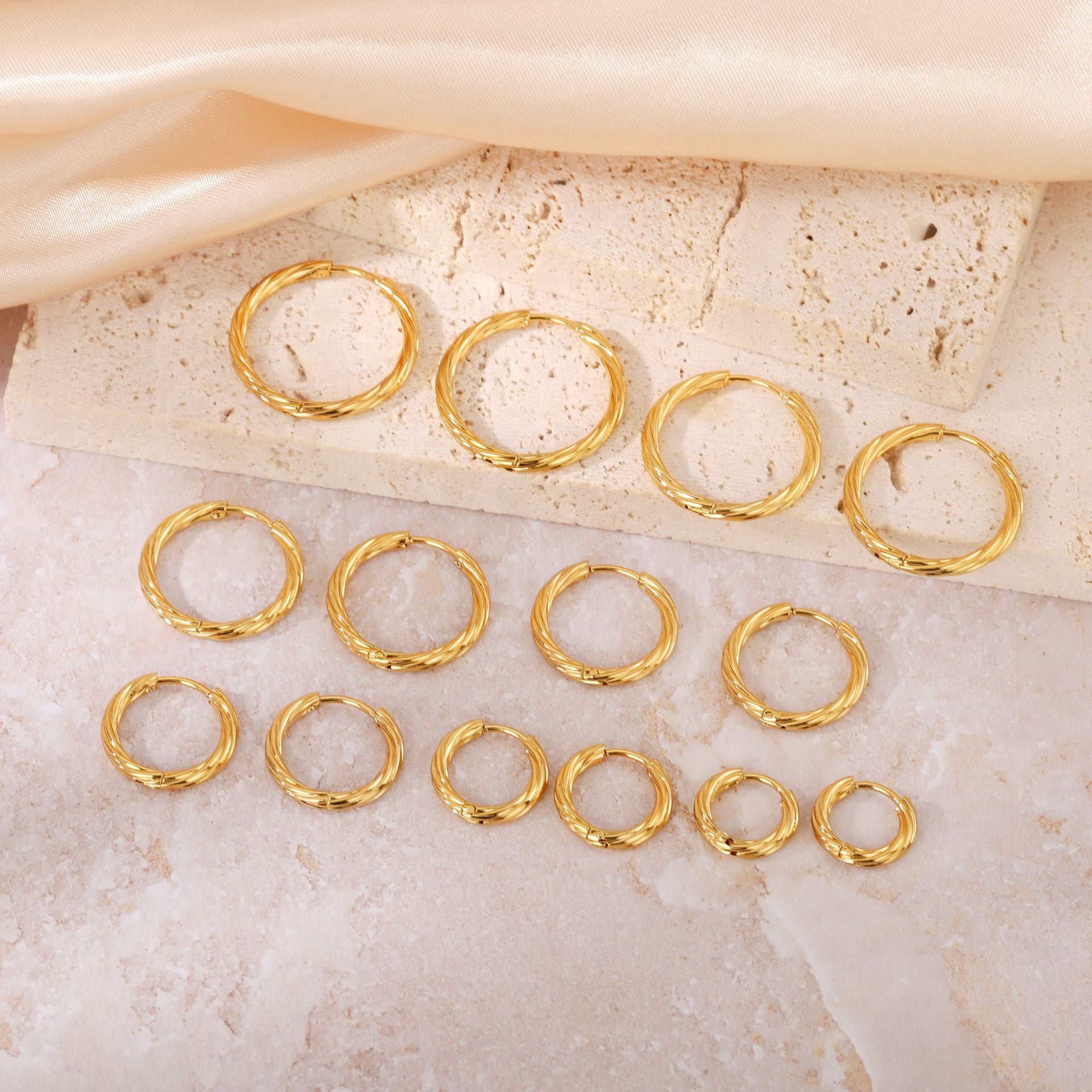 Wholesale Vintage Plum Blossom Twist Hoop  Titanium Steel  Earrings