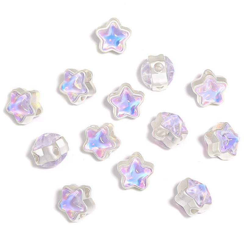 Wholesale 50pcs 12mm Mermaid Aurora Diamond Five-pointed Star Four-way Beads Diy Accessories ACC-BDS-BLG086