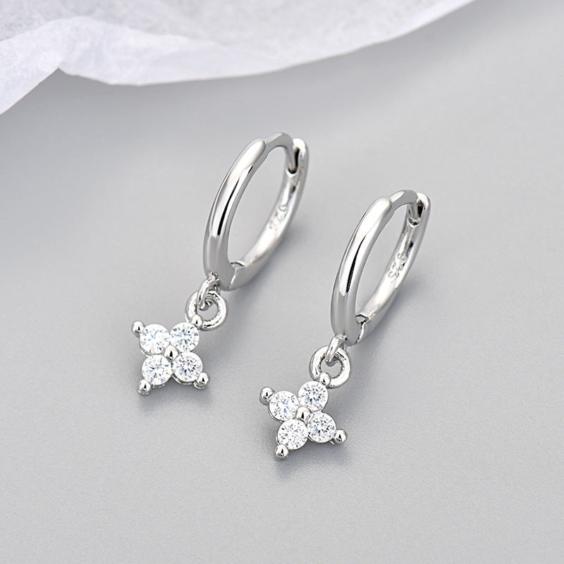 Wholesale  diamond four-leaf flower earrings  geometric flower earrings