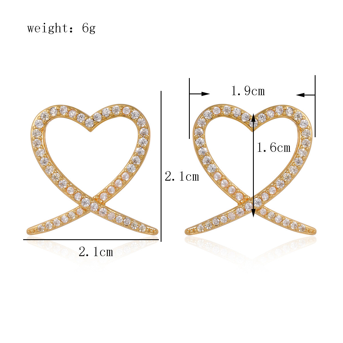 Wholesale stainless steel  earrings micro-inlay love light luxury jewelry earrings
