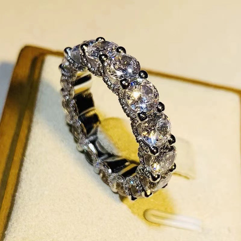 Wholesale 925 Silver Moissanite High Carbon Diamond Row Diamond Adjustable Rings ACC-RS-LLT001