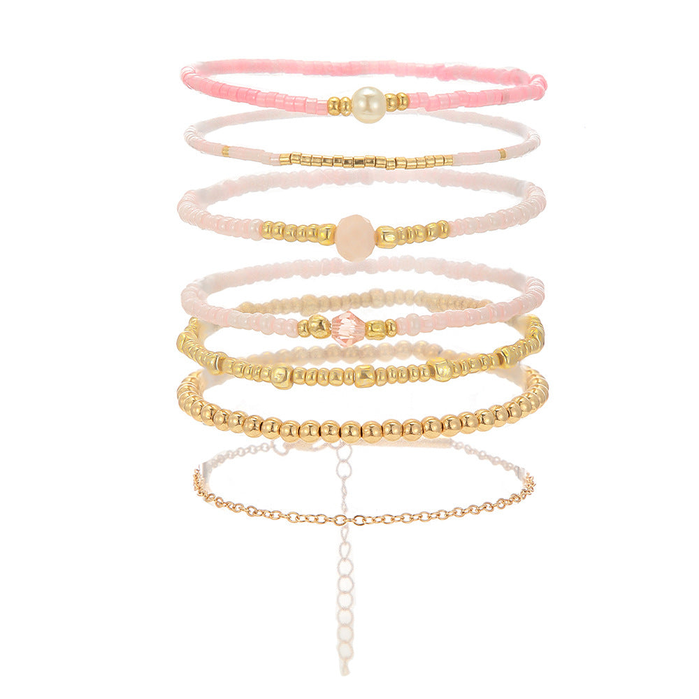 Wholesale Bohemian Beaded Bracelet Set,  Geometric Alloy Glass Beads,  Trendy Charm Bracelets for Women,  Jewelry Accessory