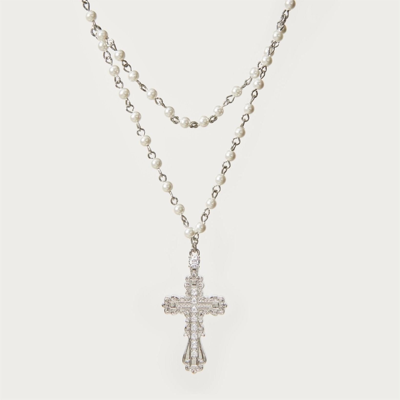Wholesale Gothic Cross Necklace suit Female Shell Pearl Personalized Minimalist Necklace