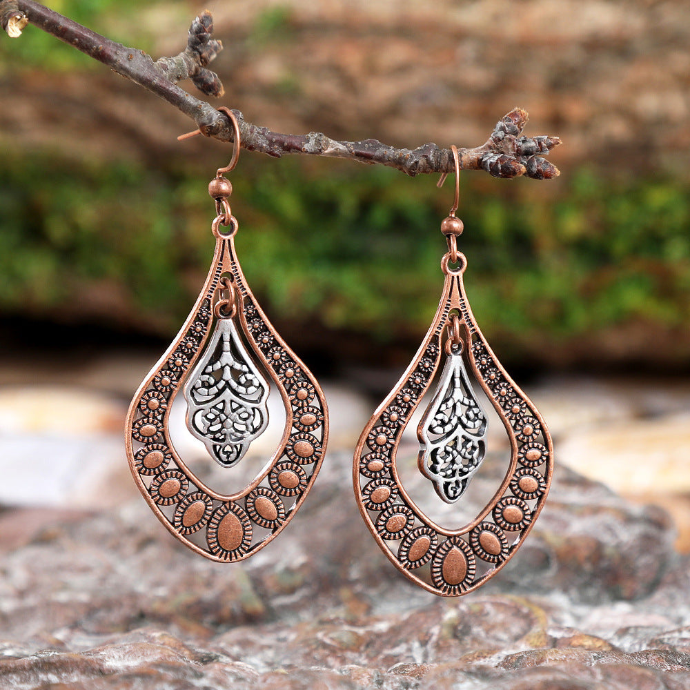 Wholesale Trendy Ethnic Hollow-Out Earrings in Retro Vintage Zinc Alloy,  Jewelry Accessory for Party Wear and Gifting
