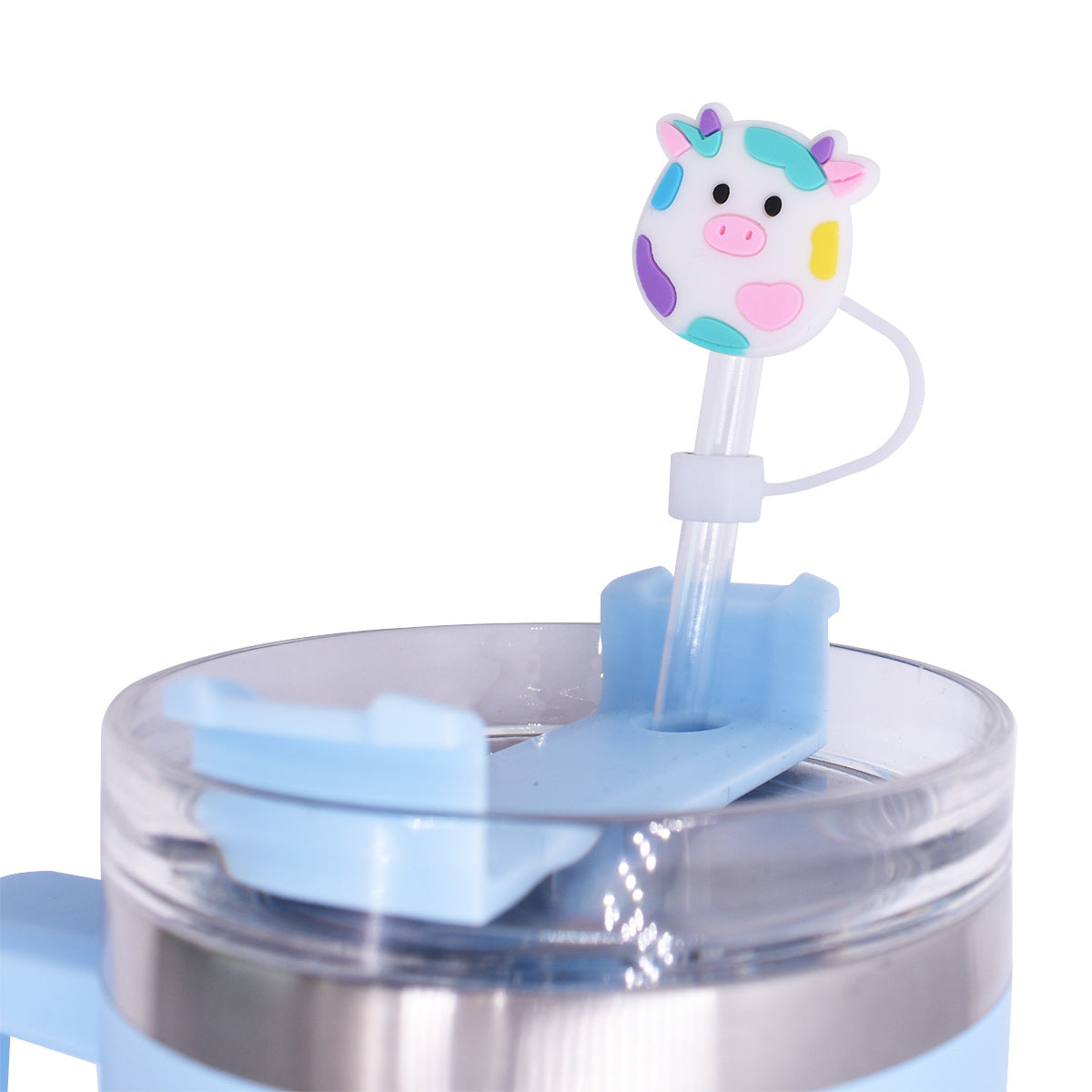 Wholesale Random 100pcs Cartoon Cute 10mm PVC Soft Straw Tube Cap ACC-SCR-RYY083