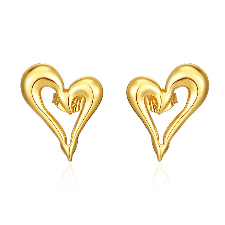 Wholesale heart metal stainless steel gold plated earrings