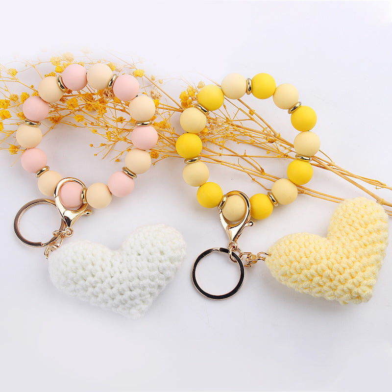 Wholesale Cartoon Love Wool Silicone Beaded Wrist Keychain ACC-KC-GuangTian050