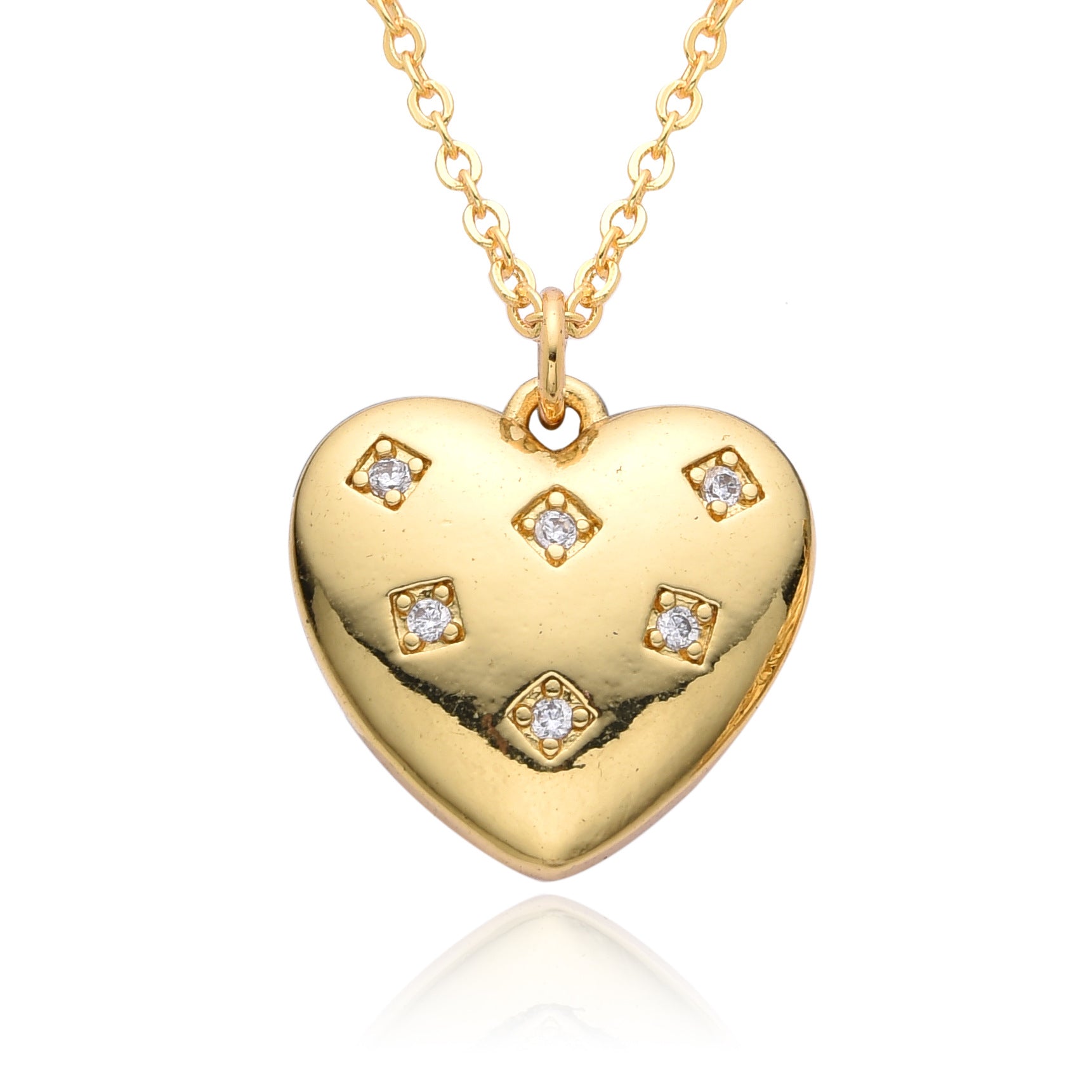 Wholesale love diamond clavicle chain copper plated 18K real gold necklace