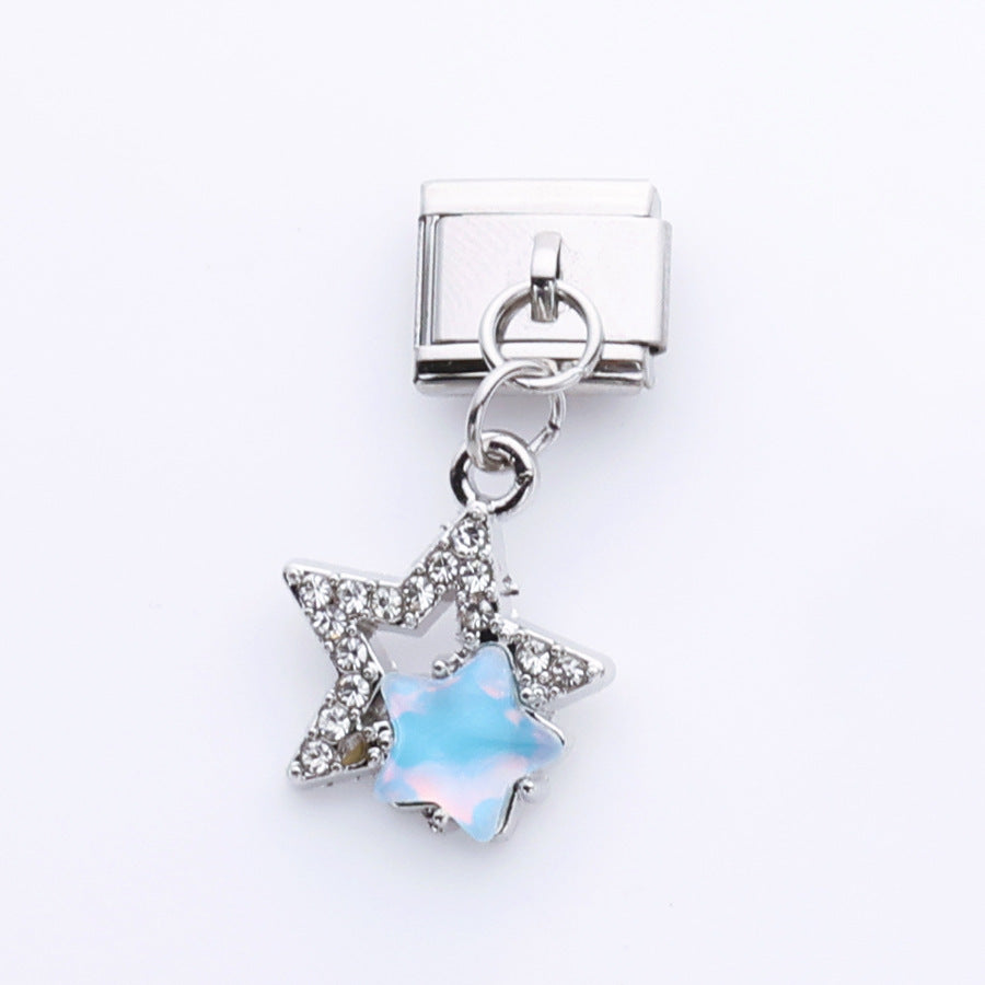 Wholesale 10pcs Italian Charm Bracelet 9mm DIY Splicing Star Butterfly Flower Stainless Steel Composable Bracelet