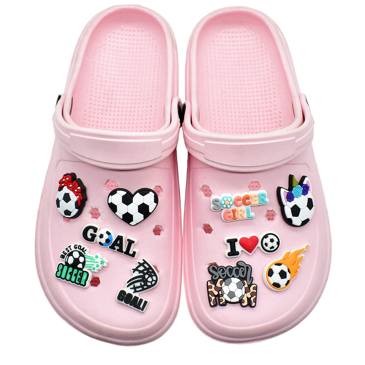 Wholesale Random 100pcs football series  PVC Soft Rubber Shoe Buckle Decoration