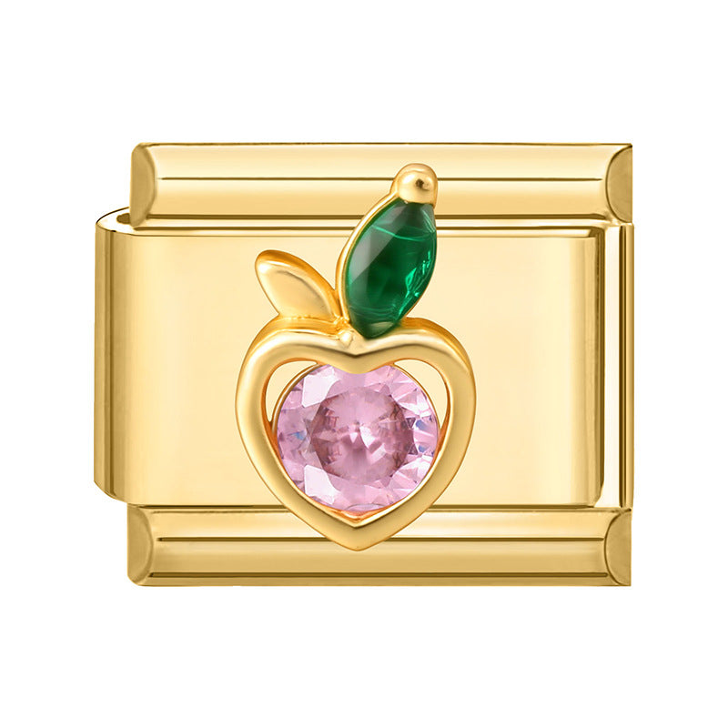 Wholesale Italian Charm Bracelet 9mm DIY Splicing Gold Micro-Inlaid Cubic Zirconia Stainless Steel Composable Bracelet