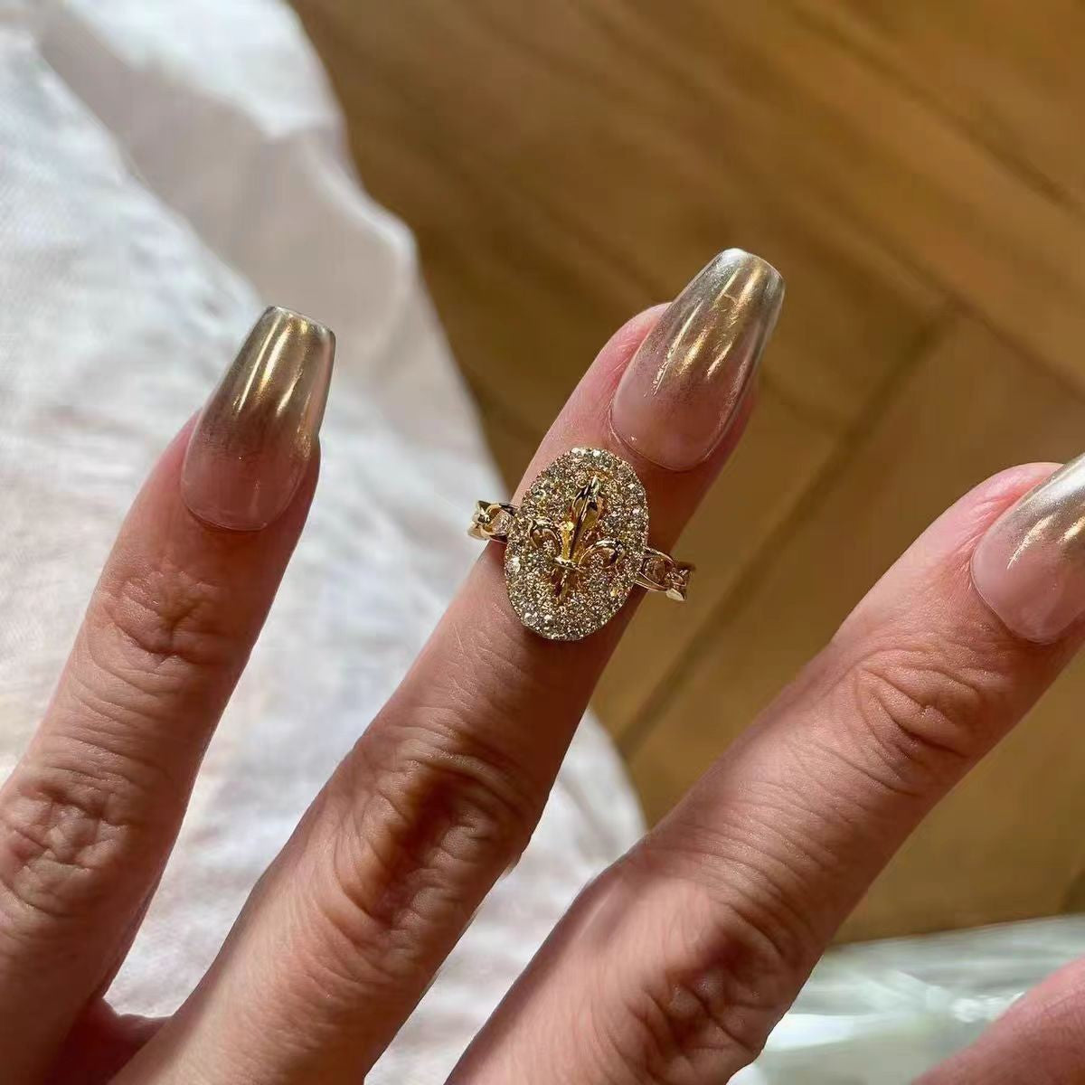 Wholesale Vintage Chic Stacked Row Ring For Women Copper Electroplated Everyday Wear Jewelry