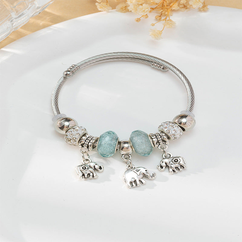 Wholesale Heart Shaped Rhinestone Stainless Steel Copper Alloy Beaded Bracelet ACC-BT-JingSY001