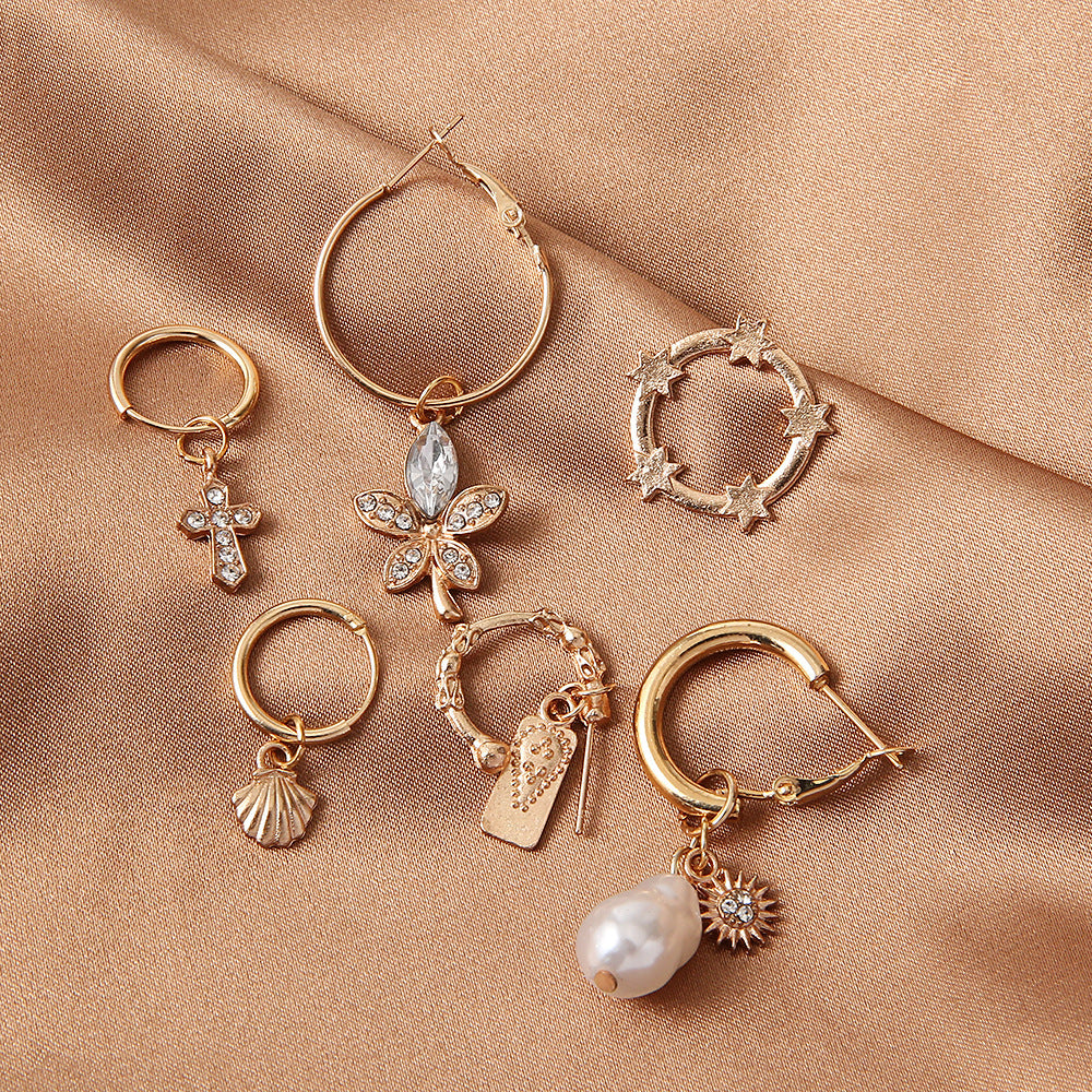 Wholesale  Pearl Cross Shell Butterfly Women Irregular Women Earrings