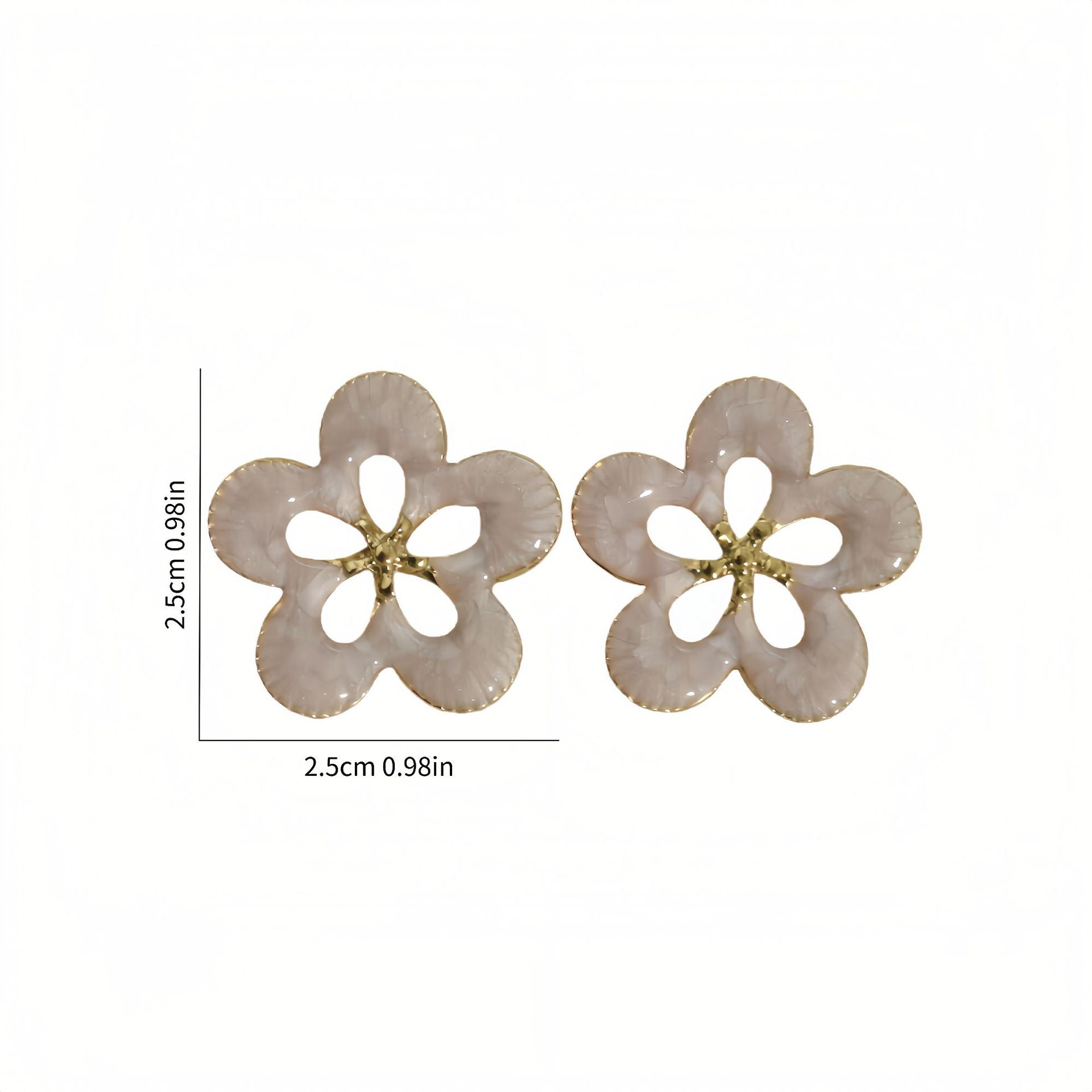 Wholesale Five Petal Openwork Flower Colorful Enamel Stud Earrings