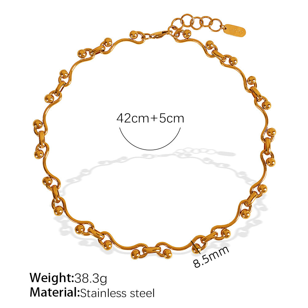 Wholesale Fashion titanium steel bracelet necklace suit gold-plated titanium steel exaggerated design all-match men' s and women' s hand ornaments