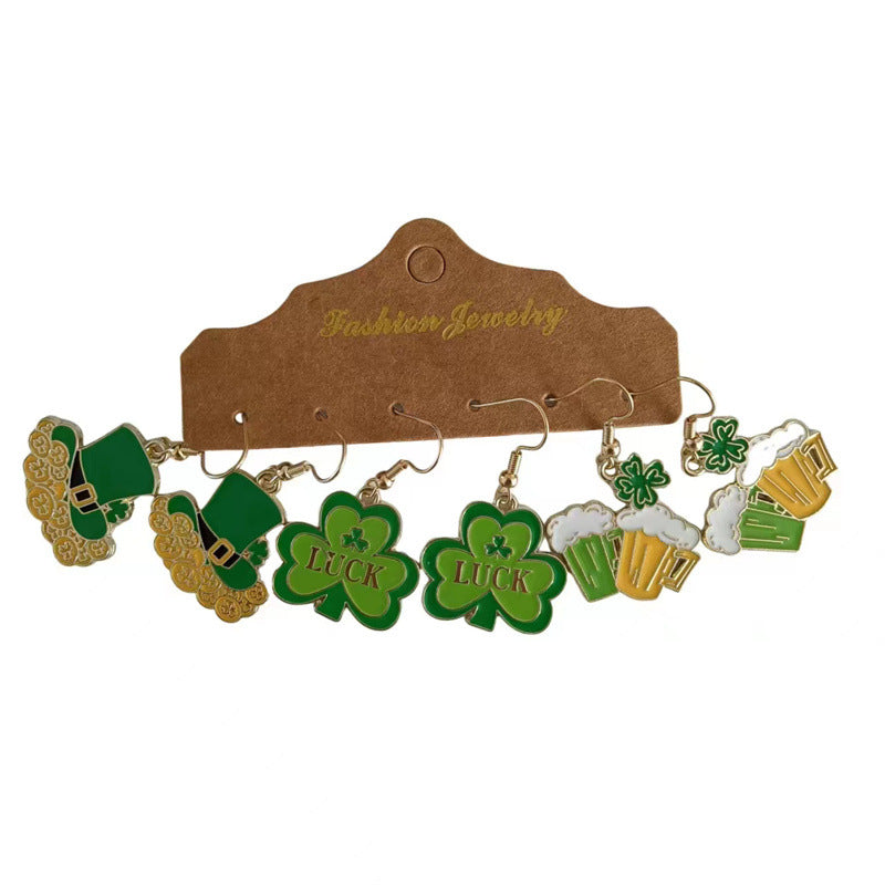 Wholesale St. Patrick's Day Party Pattern Earrings Set
