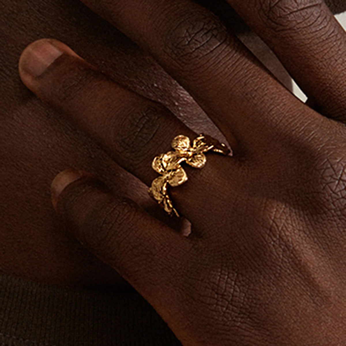 Wholesale  18K Gold Stainless Steel Flower Open Versatile  Ring