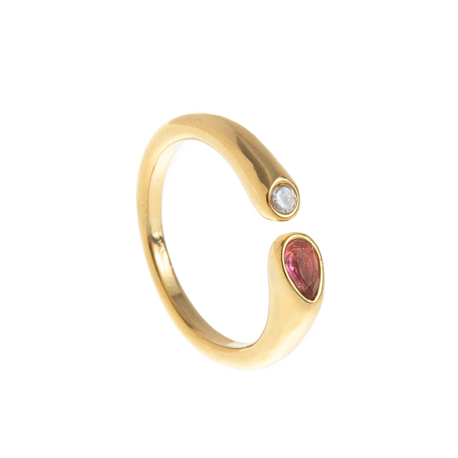 Wholesale Trendy Birthstone Ring Titanium Steel Gold Plated Geometric Oval Adjustable Fashion Accessory Resale