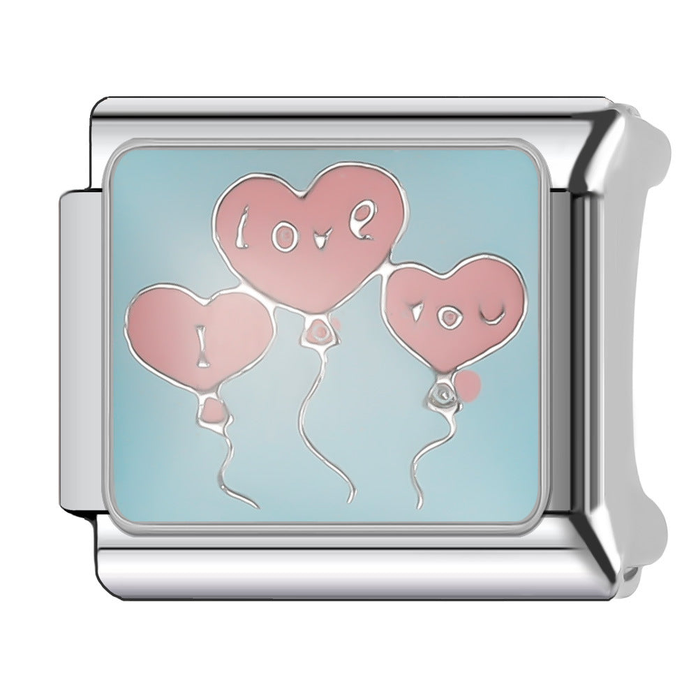 Wholesale Italian Charm Bracelet 9mm DIY Splicing Princess Couple Series Stainless Steel Composable Bracelet