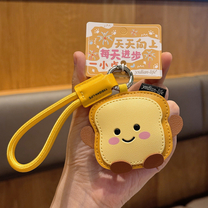 Wholesale Leather Cartoon Food Keychain Milk Box Pineapple Bun Toast Pendant Stylish Car Key Accessory Gift For Birthday