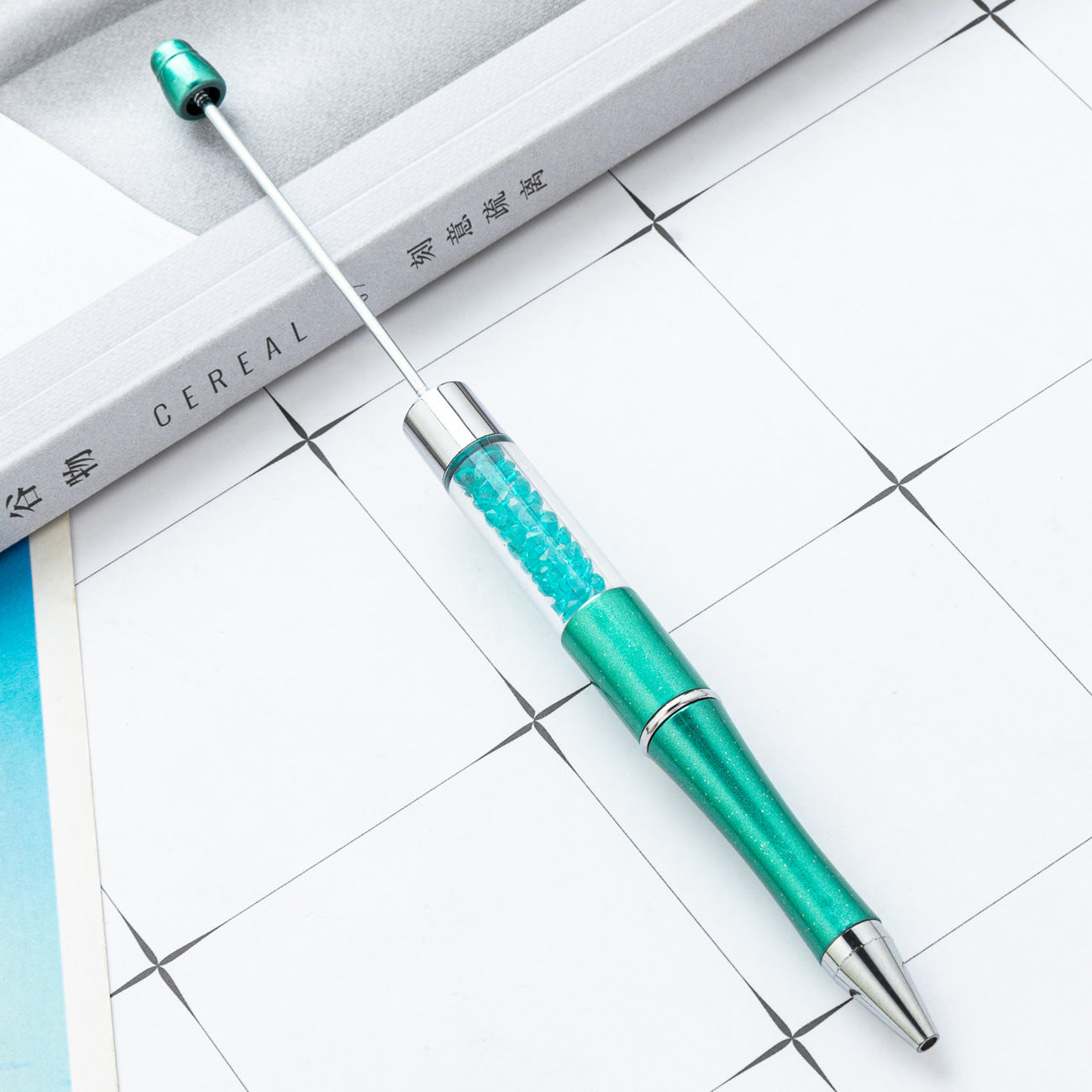 Wholesale DIY Crystal Beadable Pens Multi-Color Rotating Plastic Pen