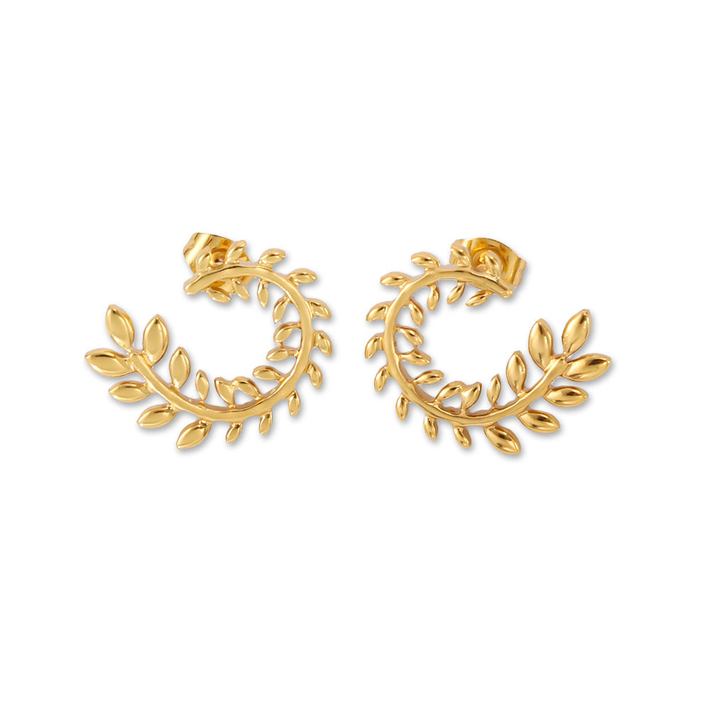 Wholesale Trendy Gold Wheat Ear Earrings For Women 18K Gold Plated Stainless Steel Jewelry Accessory