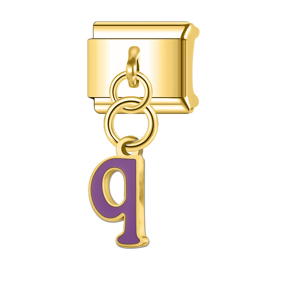 Wholesale Italian Charm Bracelet 9mm DIY Splicing Gold Letter Pendant Stainless Steel Composable Bracelet