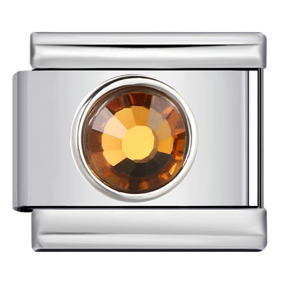 Wholesale Italian Charm Bracelet 9mm DIY Splicing Removable Circle Colored Stone Stainless Steel Composable Bracelet