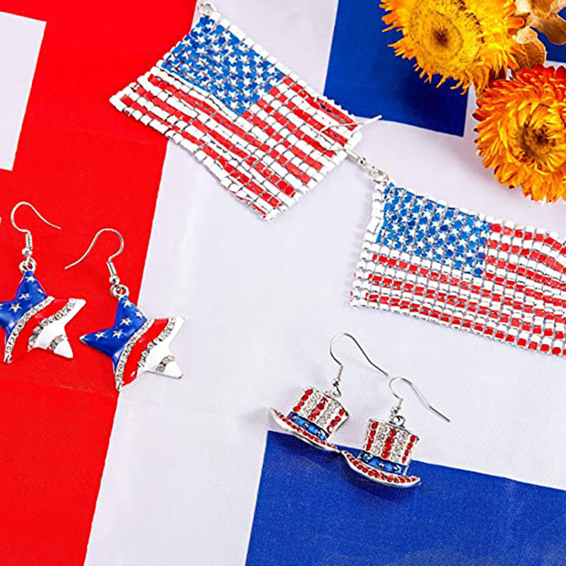 Wholesale  American Independence Day Earrings American Flag Earrings