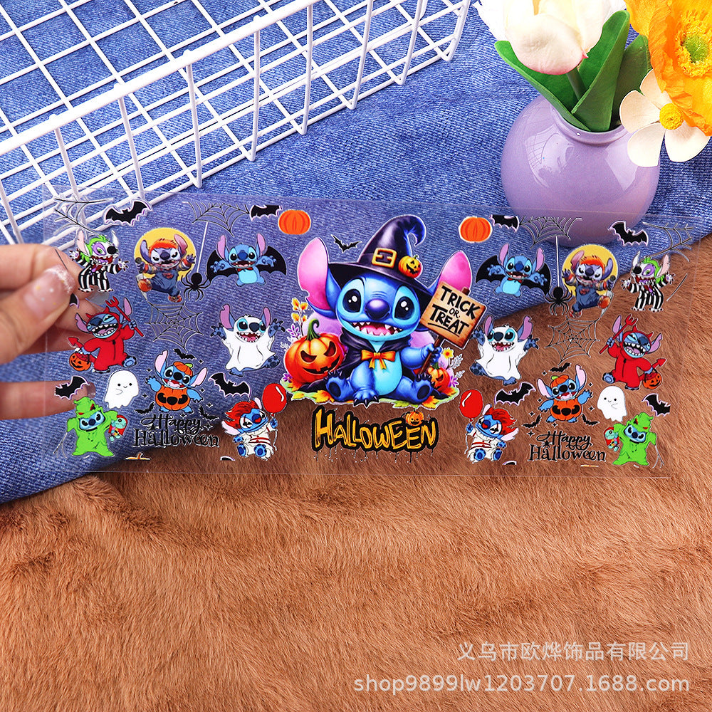 Wholesale Cartoon UV transfer stickers,  crystal stickers,  tear-off crystal labels with text,  16oz glass stickers