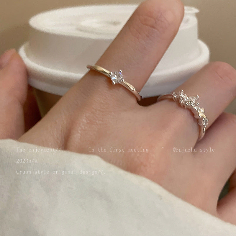Wholesale Modern Butterfly Zircon Open Ring For Women Copper Electroplated Jewelry Accessory For Boutique Resale