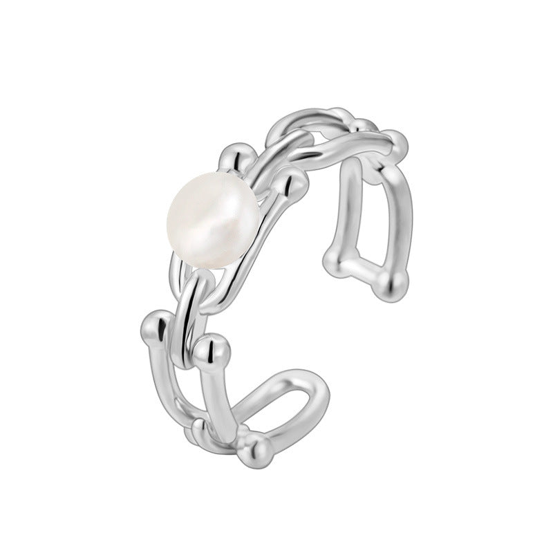 Wholesale Adjustable 925 Sterling Silver Pearl Ring