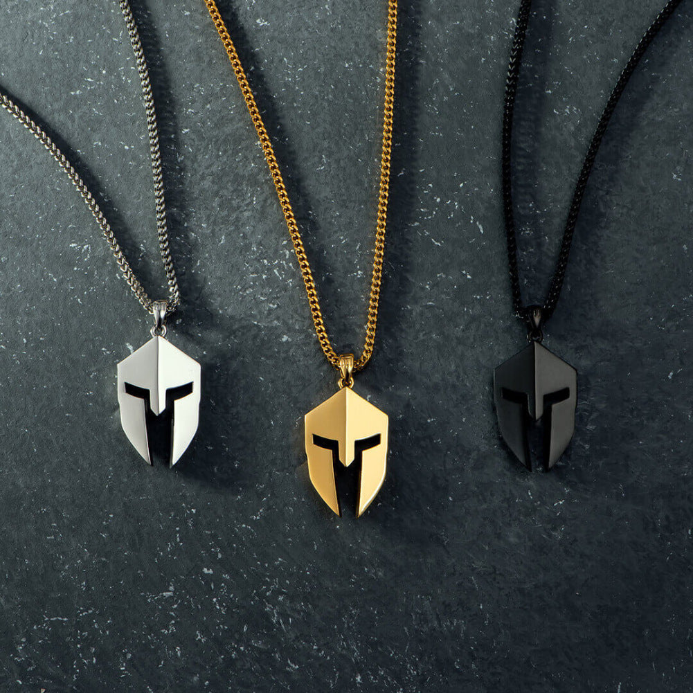 Wholesale Stainless Steel Mens Warrior Mask Face Cover Necklace ACC-NE-XuanChi009