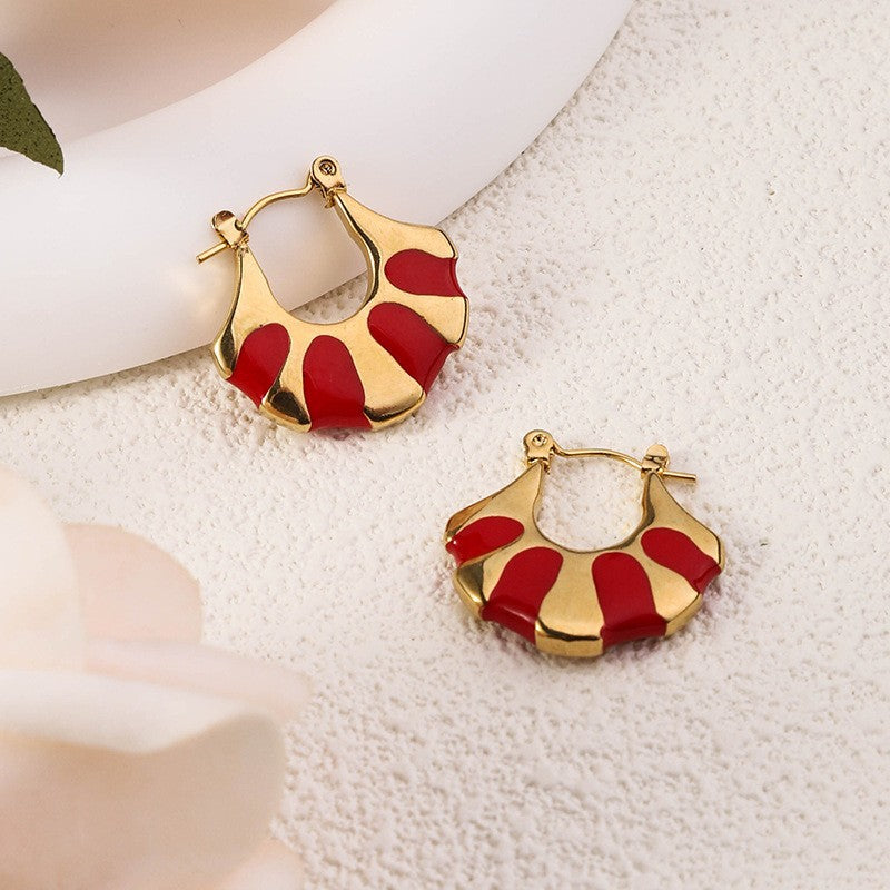 Wholesale Bohemian Beach Style Stainless Steel Earrings Oil Drop Earrings 18k Earrings ACC-ES-Ruix002