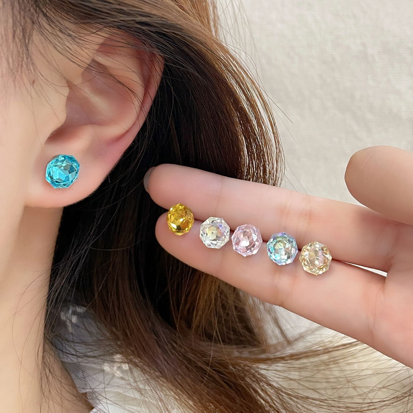 Wholesale Eight-Sided Rose  Earrings