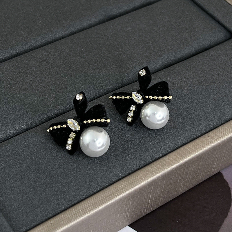 Wholesale Retro Light Luxury Bow Bead Earrings ACC-ES-XiaoCheng012